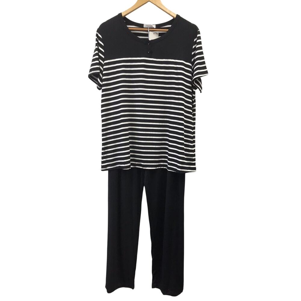 Ekouaer Top Pants Set Womens XL Two Piece Black White